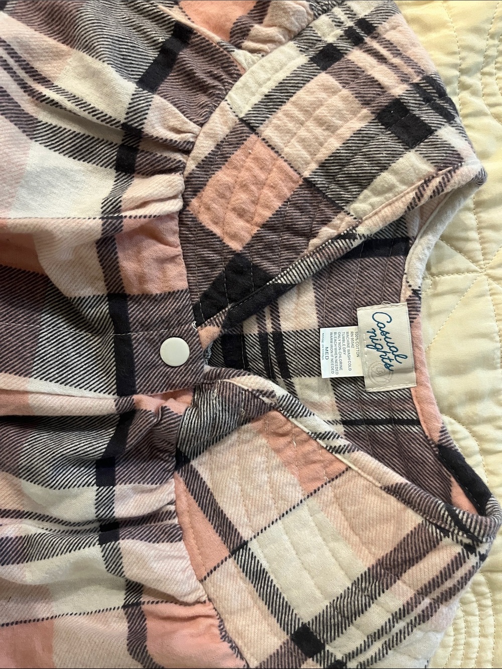 Women's 100% Cotton Flannel Nightgown in Pink & Gray - Picture 10 of 11